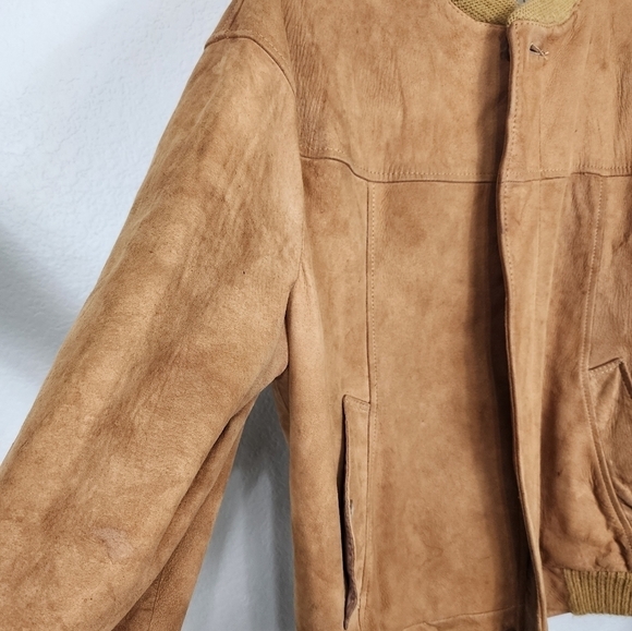 Vintage Cresco Leather Tan Bomber Jacket Size 46 - Picture 12 of 16